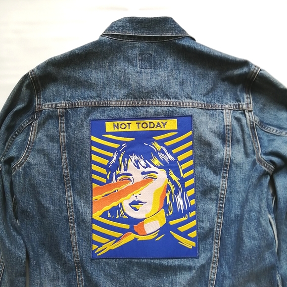 Laser Girl Blue Trucker Denim Jacket Medium NWT - Picture 2 of 15